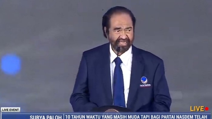 Surya Paloh di HUT ke-10 NasDem, Jakarta, Kamis (11/11/2021).