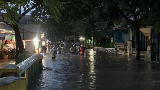 Banjir di Jalan Kemang Utara IX Jaksel