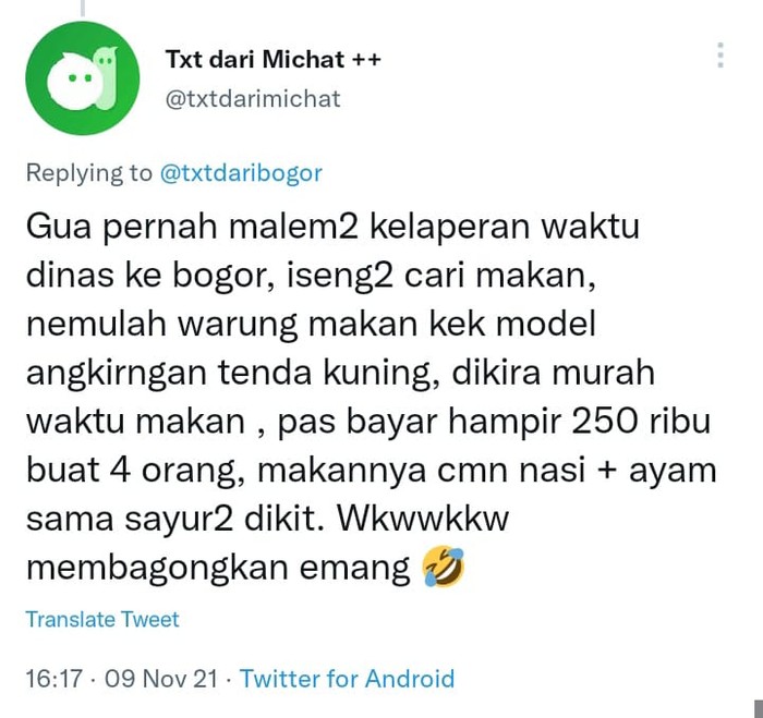 Getok Harga di Bogor Kena Getok Harga, Netizen Bayar Rp 250 Ribu untuk Makan Angkringan