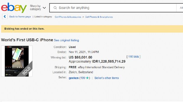 iPhone X dengan USB-C terjual Rp 1,2 miliar