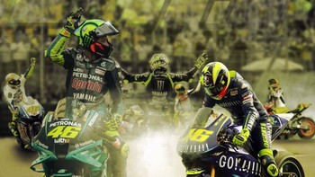 Momen MotoGP Valencia 2021 pun akan menjadi sangat spesial untuk para fans yang semua yang mengikuti MotoGP. Mereka merayakan balapan terakhir sang legenda. Foto: (Twitter)