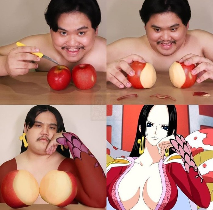 Cosplay pakai Makanan Berkonsep 'Low Budget', Pria Ini Cosplay Tokoh Kartun Pakai Makanan