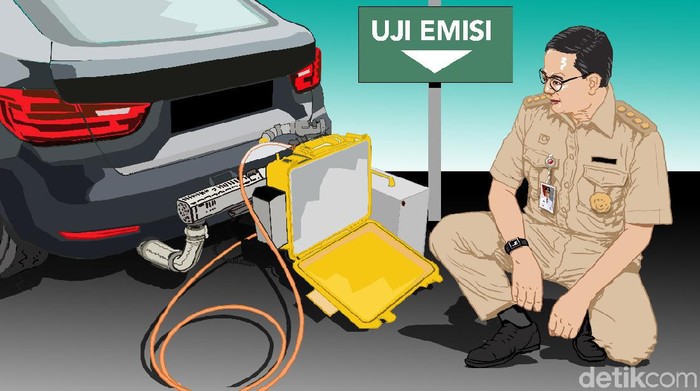 Ilustrasi kebijakan uji emisi di DKI Jakarta.