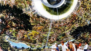 Kalau ini adalah konsep permukiman berjuluk Bernal Sphere. Dengan cekungan tajam dan ramah buat pertanian. Foto: NASA  