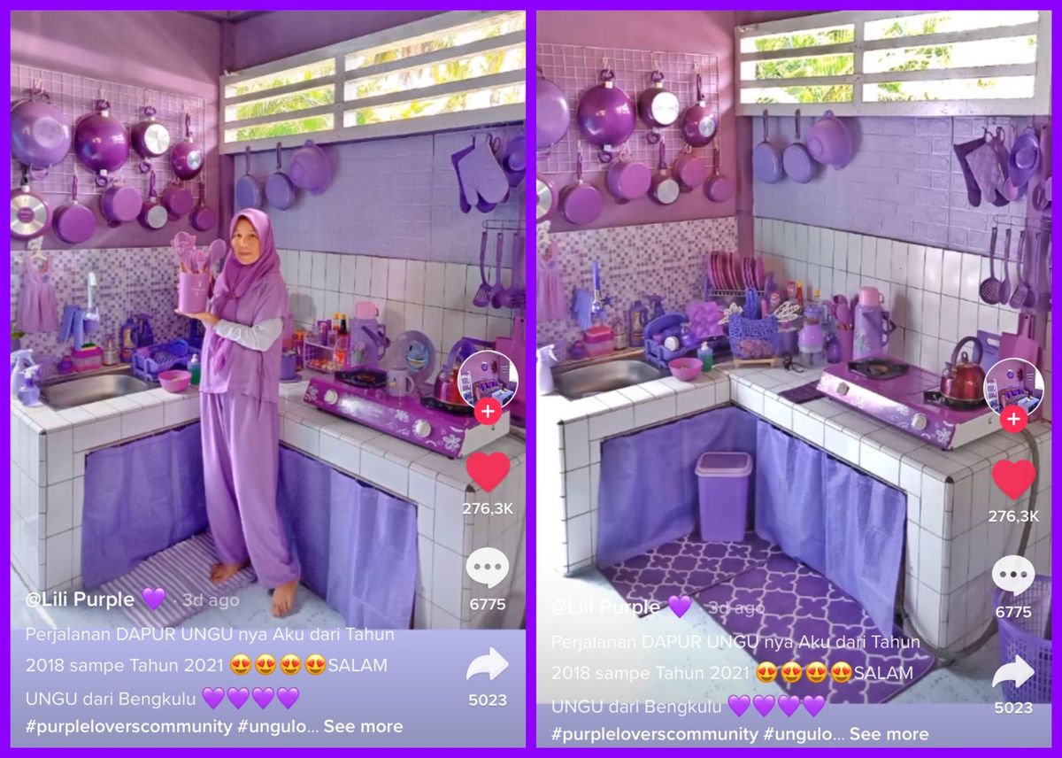 Viral Penampakan Dapur Cantik Serba Ungu Di Bengkulu