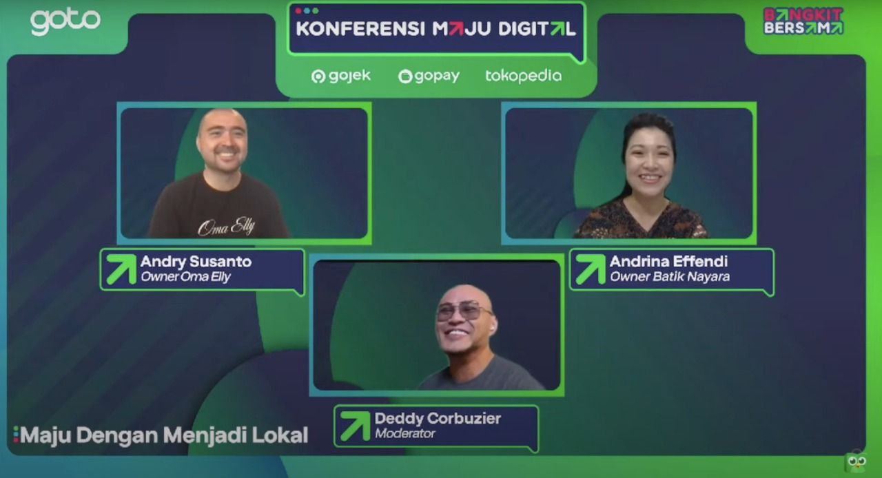 Konferensi Nasional Maju Digital yang digelar Grup GoTo, melalui ekosistem Gojek, Tokopedia dan GoTo Financial pada Sabtu (13/11) menuai antusiasme dari para pelaku UMKM. Tayangan konferensi secara virtual disaksikan sebanyak 100 ribu peserta yang berasal dari berbagai wilayah di Indonesia.