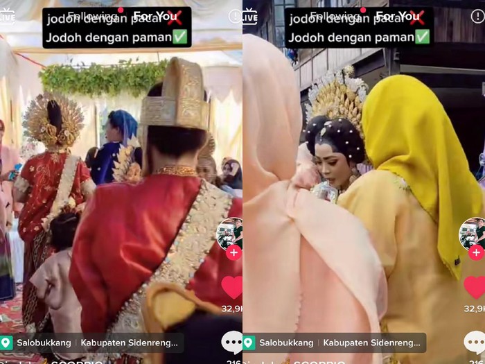 Kisah pengantin yang viral di media sosial. Foto: Dok. Tangkap layar akun TikTok @indahnya_veri.