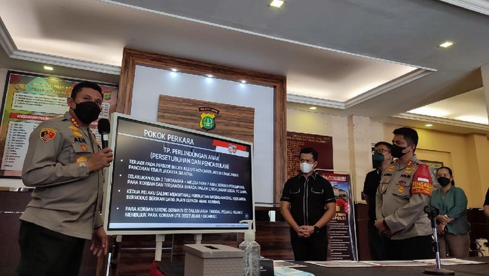Polres Jaksel merilis pengungkapan kasus perkosaan dan pencabulan kepada 7 anak di Pancoran