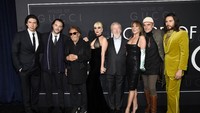 Lady Gaga bersama para cast dan sutradara film House of Gucci di acara gala premiere di New York, AS. Evan Agostini/Invision/AP/Evan Agostini