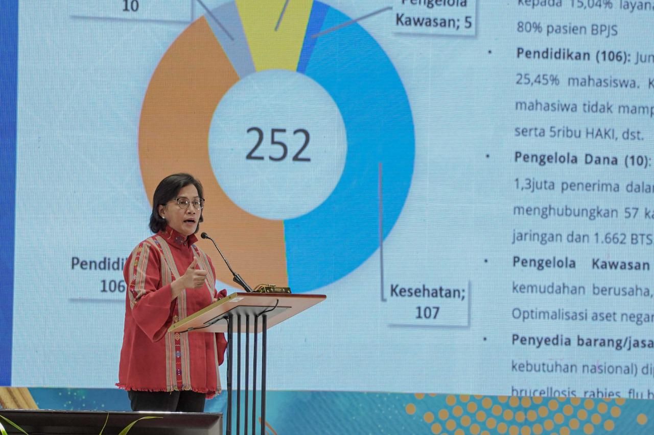 Wakil Menteri Pariwisata dan Ekonomi Kreatif Angela Tanoesoedibjo menghadiri peluncuran Badan Layanan Umum (BLU) Expo 2021 di Istora Senayan Jakarta, Selasa (16/11/2021). Mengusung tema 