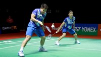 Di partai babak 16 besar tersebut, Greysia/Apriyani relatif pegang kendali walaupun sempat mendapat perlawanan cukup alot di game pertama. Foto: Dok. Humas PP PBSI