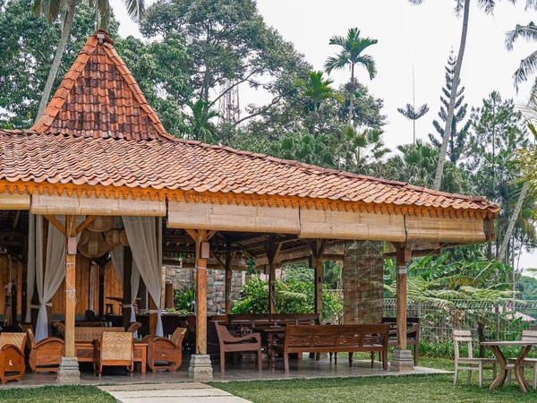 Ngopi di sawah mempunyai hidangan tradisioanl seperti ongol-ongol dan singkong goreng. Serunya, ada padi yang ditanam alami di tengah kafe. (Ngopi di Sawah/Instagram)