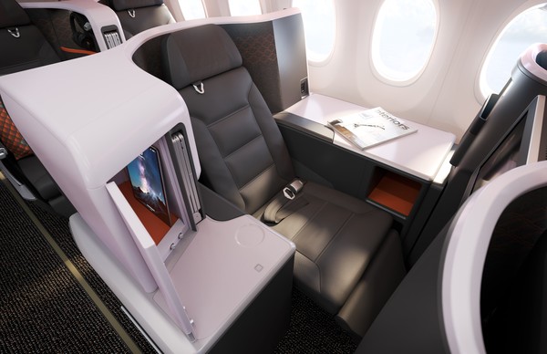 Kursi kelas bisnis di pesawat Singapore Airlines kursi Kelas Bisnis ini dirancang oleh Factorydesign yang berbasis di London dan diproduksi oleh Thompson Aero Seating. Berkat kolaborasi keduanya, kursi di Kelas Bisnis ini nanti bisa direbahkan. Kursi kelas bisnis di pesawat Singapore Airlines kursi Kelas Bisnis ini dirancang oleh Factorydesign yang berbasis di London dan diproduksi oleh Thompson Aero Seating. Berkat kolaborasi keduanya, kursi di Kelas Bisnis ini nanti bisa direbahkan.