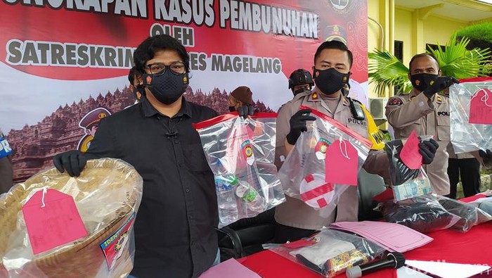 Polres Magelang jumpa pers kasus pembunuhan dengan korban pedagang sayur, Jumat (19/11/2021).