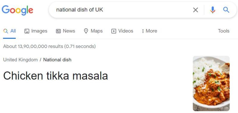 Bukan dari India, Pencarian di Google Sebut Chicken Tikka Masala dari Inggris