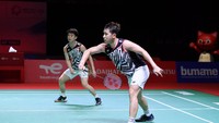 Kevin/Marcus menghadapi pasangan Malaysia, Ong Yew Sin/Teo Ee Yi di Bali International Convention Center, Nusa Dua, Bali, Sabtu (20/11/2021) dalam babak semifinal Indonesia Masters 2021 (Humas PP PBSI)