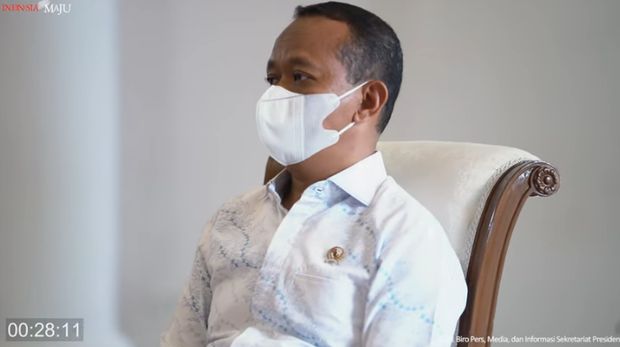 Menteri Investasi/Kepala Badan Koordinasi Penanaman Modal (BKPM) Bahlil Lahadalia Saat Mengikuti Pengarahan Presiden Jokowi kepada Komisaris dan Direksi Pertamina dan PLN, 16 November 2021. (Tangkapan Layar via Youtube Sekretariat Presiden)