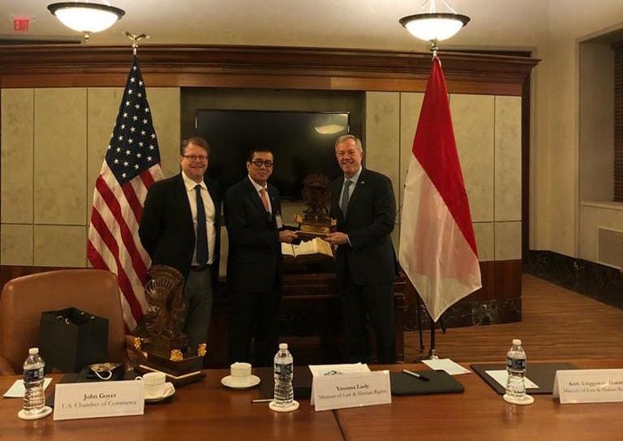 Temui Kamar Dagang AS, Menkumham Bahas Iklim & Regulasi Investasi RI