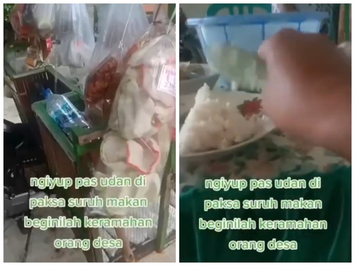 Numpang Neduh, Tukang Sayur Ini Disuguhi Banyak Makanan oleh Tuan Rumah