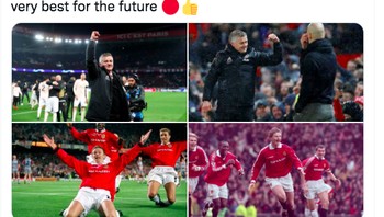 Fans ini mengucap terimakasih pada Ole sebagai pemain legenda MU, namun sudah saatnta dia pergi. Foto: Twitter