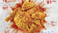 Richeese Factory punya fire chicken yang menggugah selera dengan ukuran satu ekor ayam utuh. Kamu bisa pilih varian pedas atau nonpedas. Harga paket Combo Rp 122.727 sudah mendapat tambahan nasi hingga minuman soda. Tak ketinggalan cocolan saus keju. Foto: richesee_factory