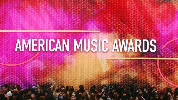 LOS ANGELES, CALIFORNIA - NOVEMBER 21: American Music Awards signage is displayed during the 2021 American Music Awards at Microsoft Theater on November 21, 2021 in Los Angeles, California. (Photo by Kevin Winter/Getty Images for MRC)