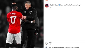 Respect! Terima kasih untuk segalanya, tulis Fred. Foto: Twitter