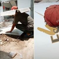 Topi canggih anti mainstream. Selain bisa dijadikan pelindung dari sinar matahari, topi ini juga bisa dijadikan sebagai fashion masa kini. Ada yang berani coba? Foto: TikTok/@firman_be