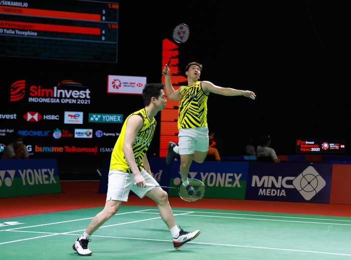 Kevin Sanjaya Sukamuljo/Marcus Fernaldi Gideon di Indonesia Masters 2021.