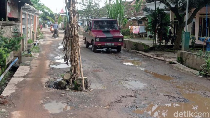 Penuh Lubang, Jalan di Malang Ini Ditanami Pohon Pisang Jalan antar desa di usun Plosokerep, Desa Dengkol, Kecamatan Singosari, Kabupaten Malang, rusak parah. Warga menanam pohon pisa di jalan tersebut sebagai bentuk protes.