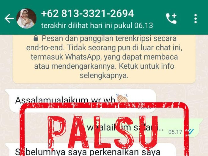Akun WA palsu catut Bupati Klaten Sri Mulyani untuk galang sumbangan, Rabu (24/11/2021).