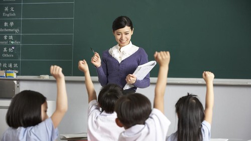 ilustrasi guru dan murid di kelas