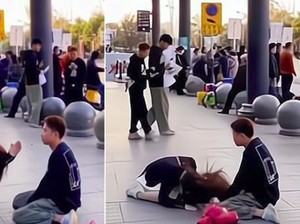 Viral Foto Wanita Bersujud Pada Pria di Jalan, Minta Jangan Dikejar Lagi
