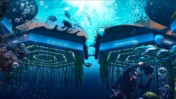 Ada semacam kandang di bagian bawah untuk menghasilkan makanan laut. Tanaman untuk konsumsi ditumbuhkan dengan sistem yang canggih. Foto: Daily Mail