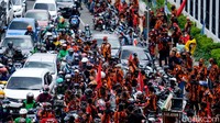 Massa Pemuda Pancasila (PP) mulai mendatangi Gedung DPR RI, Jakarta, Kamis(25/11/2021) sekitar pukul 12.00 WIB.