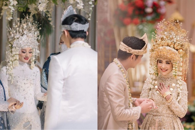 Sedangkan Ria Ricis resmi menikah dengan Teuku Ryan pada 12 November 2021. Pernikahan keduanya juga mengusung adat Palembang, karena diketahui Ria Ricis berasal dari Palembang. Berbeda dari Dinda dan Rey yang memilih busana berwarna putih, Ricis dan Ryan memilih warna coklat. Foto: Instagram