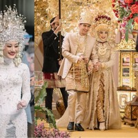 Kebaya brokat panjang warna putih yang dikenakan oleh Dinda Hauw tampak dipadukan dengan kain songket berwarna silver yang membuat penampilannya semakin menawan. Sedangkan Ricis memadukan kebaya coklatnya dengan kain songket berwarna senada. Foto: Instagram