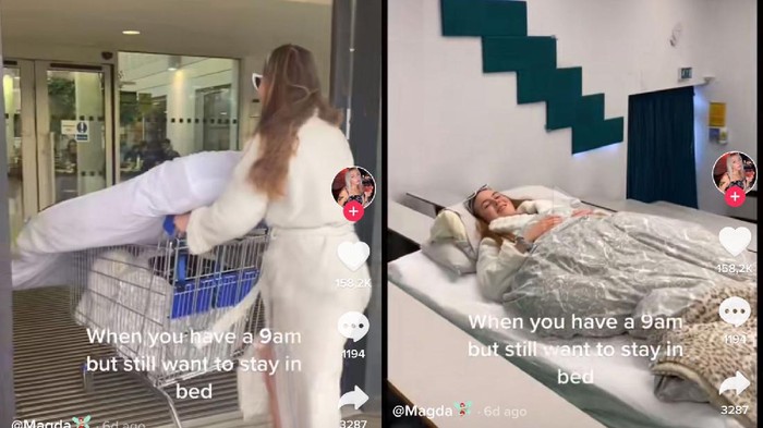 Viral mahasiswi bawa kasur ke kampus Viral mahasiswi bawa kasur ke kampus