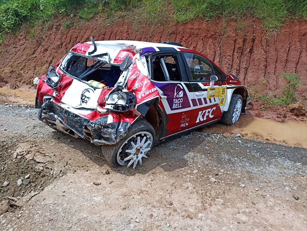 Bamsoet dan Sean Galael kecelakaan di Meikarta Sprint Rally 2021, Sabtu (27/11/2021).