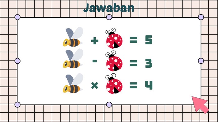 Lebah bernilai 4, kumbang kepik bernilai 1.
