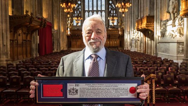 LONDON, ENGLAND - SEPTEMBER 27:  Composer and lyricist Stephen Sondheim receives the Freedom of the City of London by the City of London Corporation in recognition of his outstanding contribution to musical theatre at The Guildhall on September 27, 2018 in London, England.  (Photo by Tim P. Whitby/Tim P. Whitby/Getty Images)