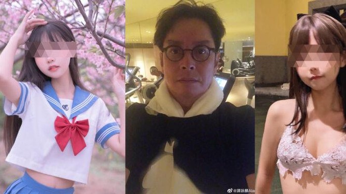 Alan Tam dan fans wanita yang dituding pernah tidur dengannya.
