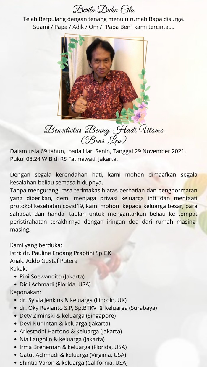 Bens Leo Meninggal Dunia Bens Leo Meninggal Dunia