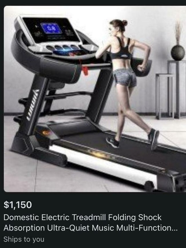 Tread mill nya tampak jauh lebih besar dari orang yang menggunakannya. Mungkin ini yang dinamakan tread mill raksasa? Foto: Reddit