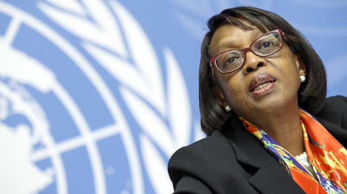 Matshidiso Moeti, World Health Organization (WHO) Regional Director for Africa, speaks at a press conference at the European headquarters of the United Nations in Geneva, Switzerland, on Feb. 1, 2019. The World Health Organization on Sunday, Nov. 28, 2021 urged countries around the world not to impose flight bans on southern African nations due to concerns over the new omicron variant. WHOs regional director for Africa, Matshidiso Moeti, called on countries to follow science and international health regulations in order to avoid using travel restrictions. (Salvatore Di Nolfi/Keystone via AP, File)
