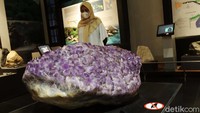 Batu Kecubung atau kristal ametis yang berasal dari Solok, Sumatera Barat ini menjadi satu dari ratusan koleksi batu di Museum Geologi yang mencari perhatian pengunjung.