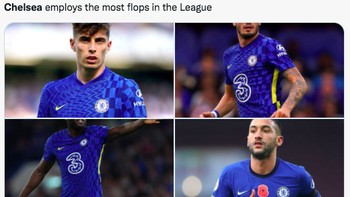 Meme ejekan untuk Chelsea, banyak beli pemain bagus tapi tidak ada hasilnya. Foto: (Twitter)