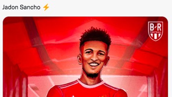 Meme pujian untuk Jadon Sancho. Dia sukses membobol gawang Chelsea di awal babak kedua. Ini gol perdana Sancho dan 1-0 untuk MU. Foto: (Twitter)
