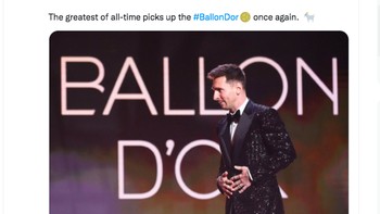 Para pemenang terbanyak Ballon Dor sepanjang masa di mana Messi meraihnya paling banyak. Foto: Twitter