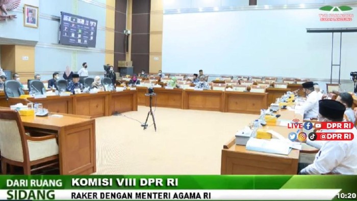 Rapat Komisi VIII DPR RI dan Menag Yaqut Cholil Qoumas (Screenshot YT).